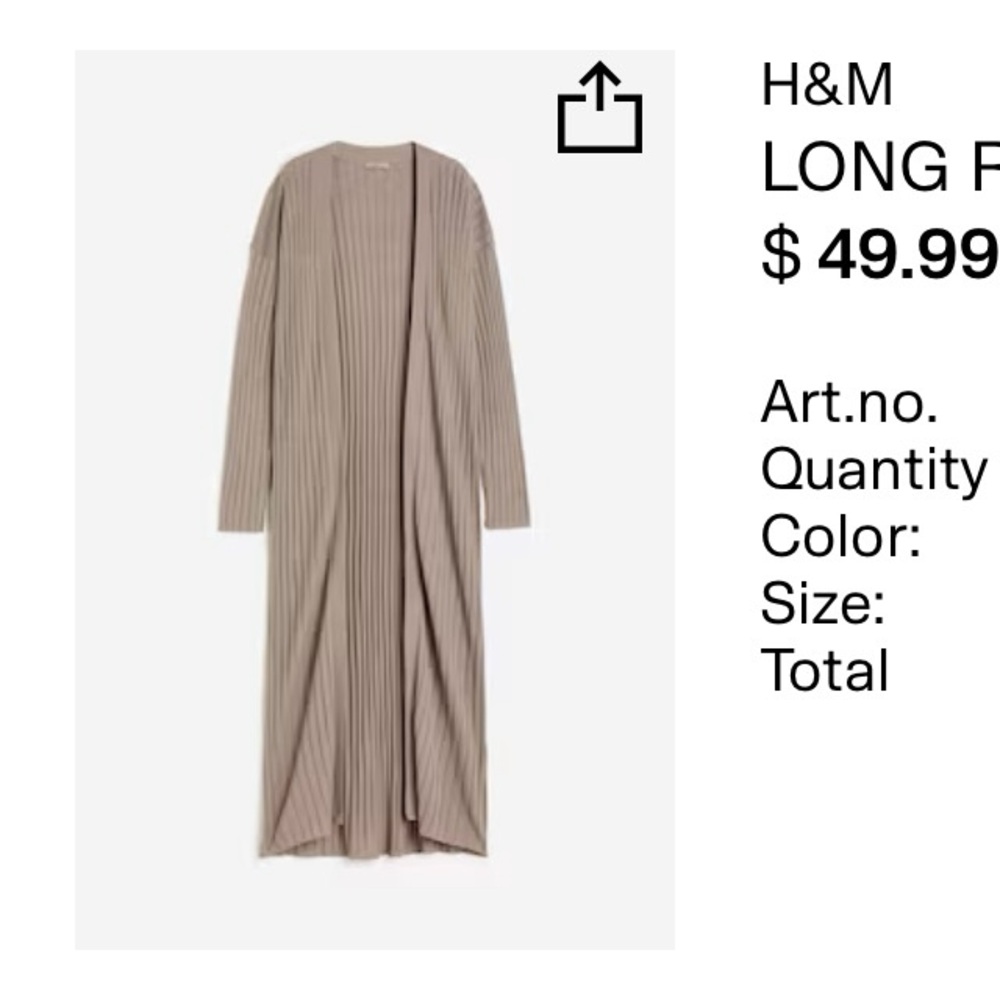 H&M Tan Rib-Knit Cardigan Sweater